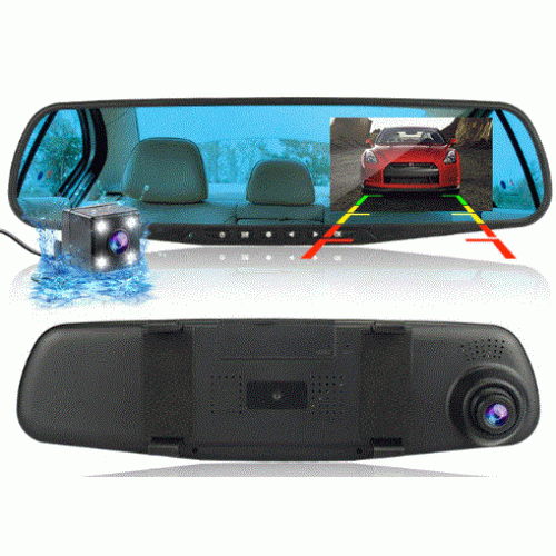 Double caméra rétroviseur voiture DVR avec Dash Cam au Maroc